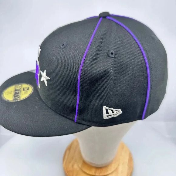 New Era Men's Fitted Hat 59Fifty Colorado Rockies Official On Field Black 7 3/8 - Picture 5 of 7